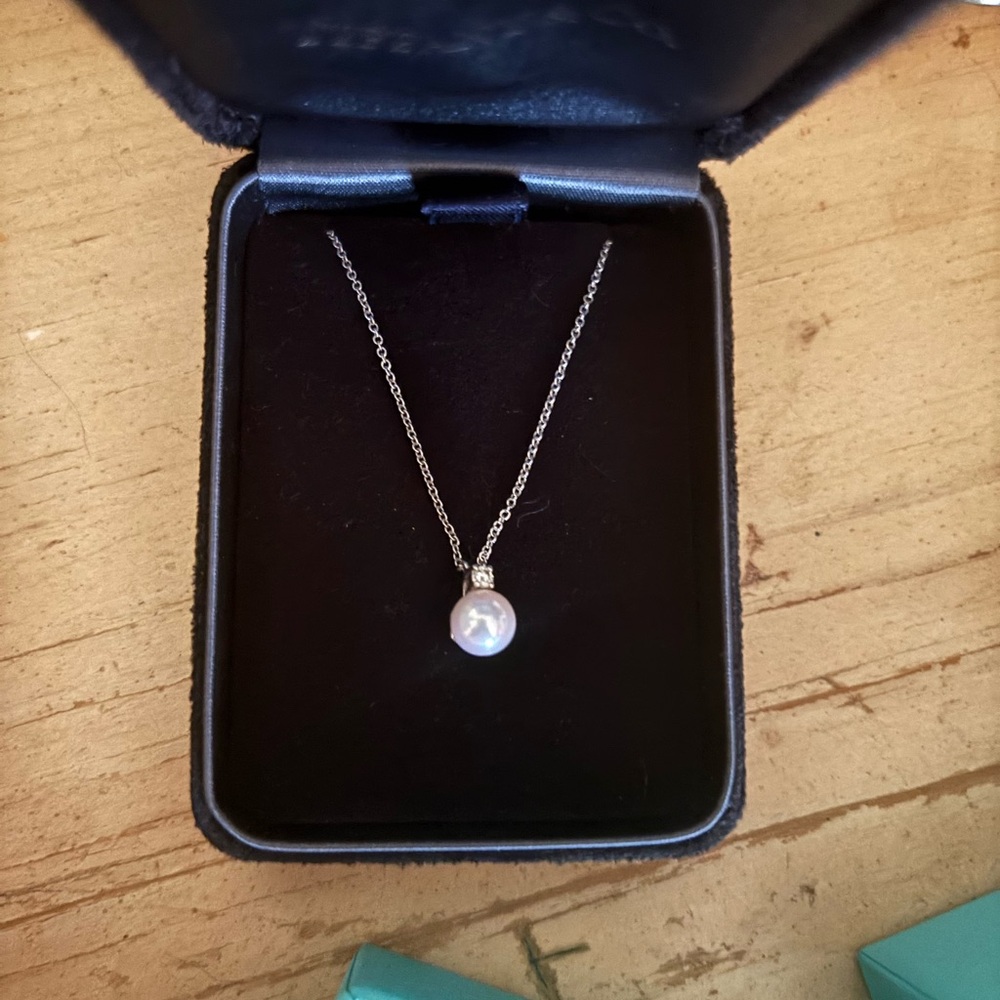 Tiffany & Co. Pearl & Diamond Pendant Necklace
